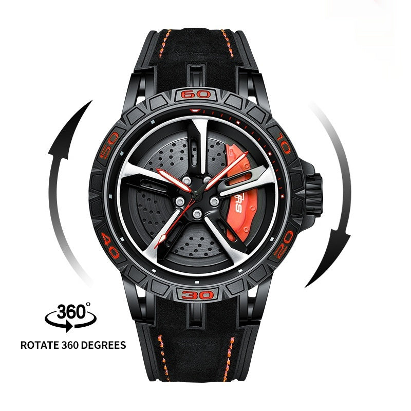 Orologio da uomo originale tridimensionale con cassa in acciaio inossidabile, orologio da polso impermeabile al quarzo, sportivo, con rotazione a 360°.
