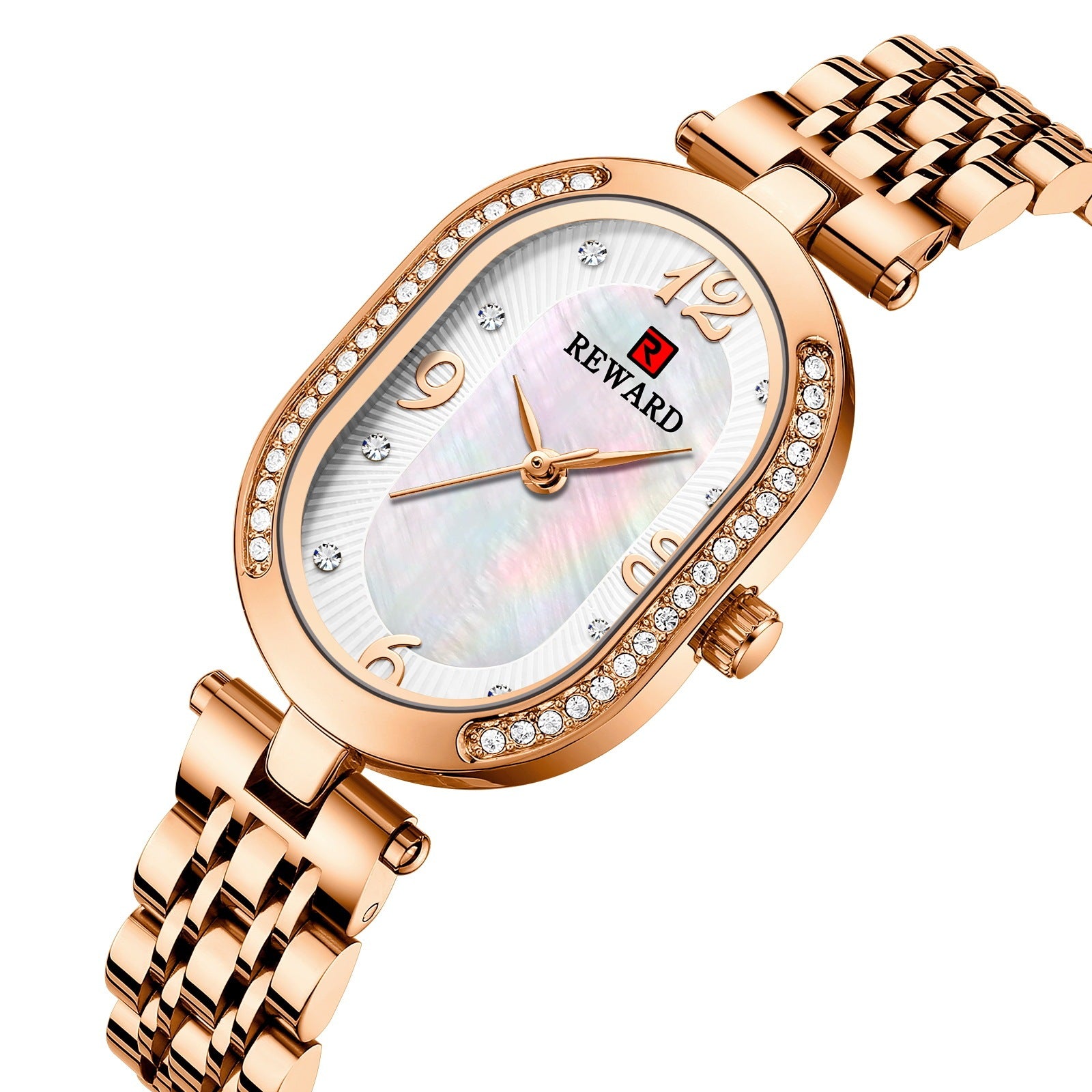 REWARD Women's Luxury Quartz Watch Stainless Steel Band Rhinstone Crafted Waterproof Women Quartz Watch