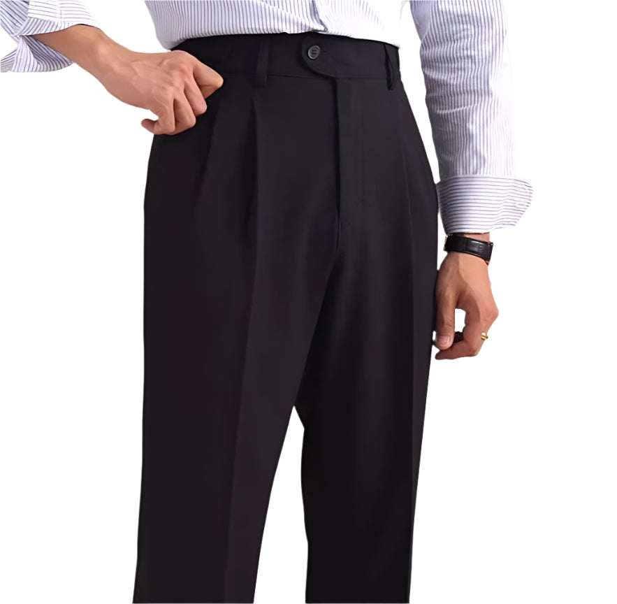 Neapolitan Mesh Wool Breathable Straight Loose Suit  Men's Pants