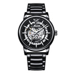 Orologi da polso meccanici automatici alla moda per uomo, analogici, minimalisti, luminosi, scheletrati, orologi da uomo