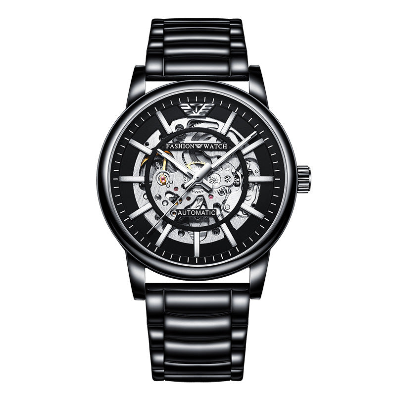 Orologi da polso meccanici automatici alla moda per uomo, analogici, minimalisti, luminosi, scheletrati, orologi da uomo