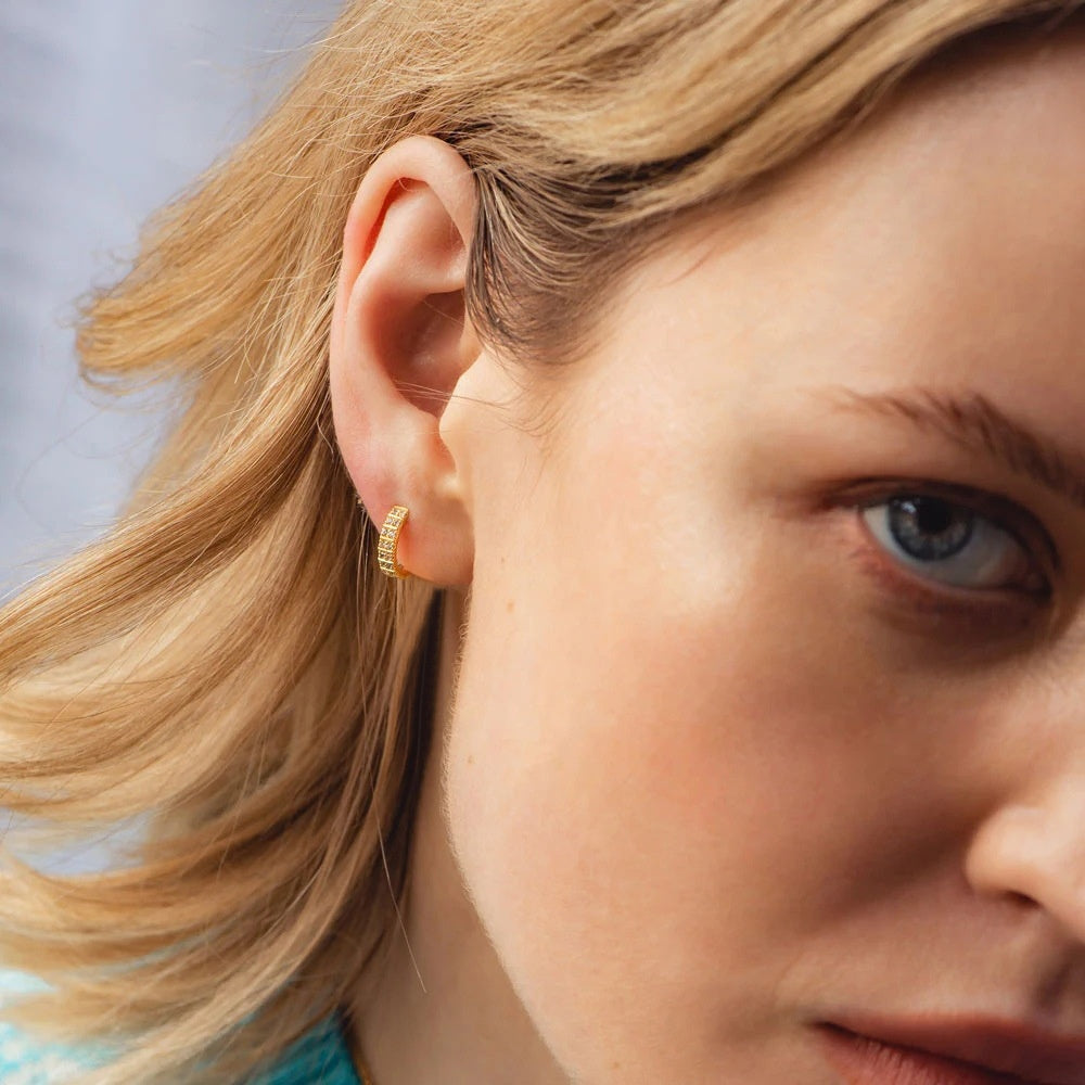 Women Luxury Earrings High Quality Elegant Sparkly Diamond Hoops Gold Plated S925 Silver Zircon Hoop Women Earrings - Acquisti Online