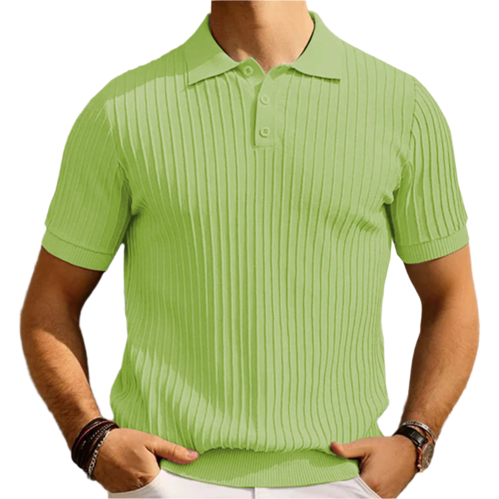 Modieus, snoepkleurig, gebreid, kort mouw, colbert van hoge kwaliteit, casual, slim fit poloshirt voor heren