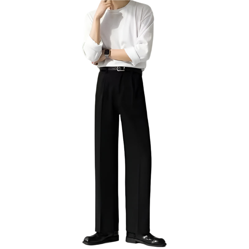 Men's Fashionable Draping Suit Pants Straight Non-ironing Loose Pant Loose Type Men's Casual Business Formal Pants