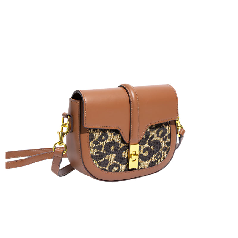 Dames schoudertas luipaardprint mode enkele schouder crossbody tas slot gesp leren dames schoudertas