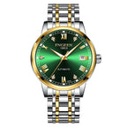 FNGEEN Top Brand Luxury Fashion Green Mechanical Watch for Men Stainless Steel Waterproof Sports Automatic Calendar Men's Watch - Acquisti Online