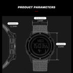 NORTH EDGE Men's Military Watch Sports Watch Carbon Fiber Waterproof 50M Data Display Nylon Strap Trekking Running Adventure Watch