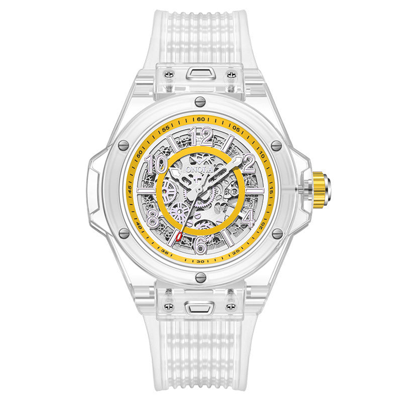 Men's Automatic Mechanical Watch Combines Precision Engineering With a Sleek, transparent design Rubber Belt  Watch - Acquisti Online