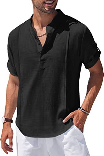 Heren casual strandoverhemd korte mouw zomeroverhemd