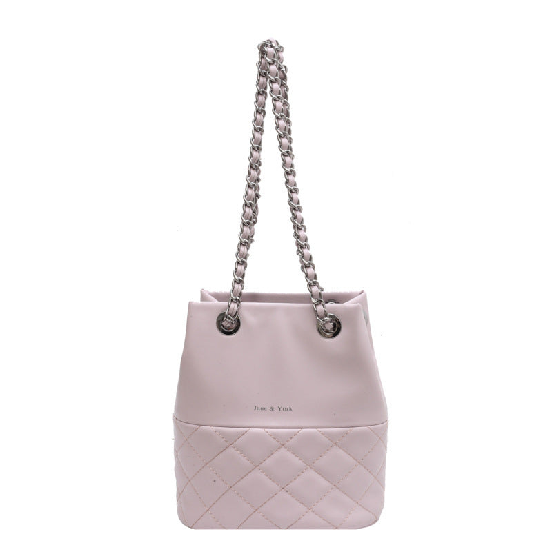 Women's Style Simple Women's Fashion Diamond Texture One-shoulder Bucket Crossbody Bag