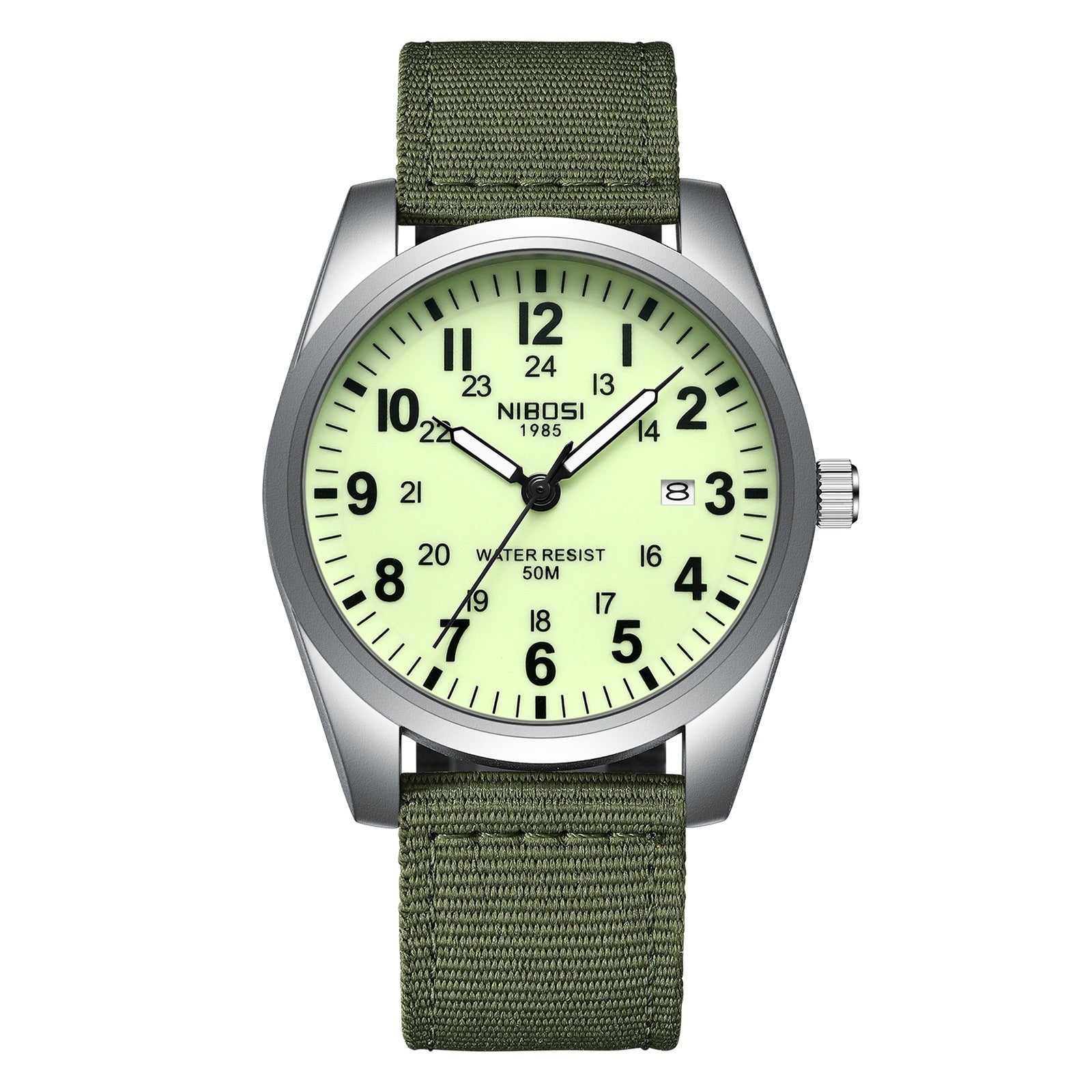 NIBOSI - Orologio da uomo sportivo alla moda con cinturino in nylon, impermeabile, al quarzo, militare, con data, per uomo