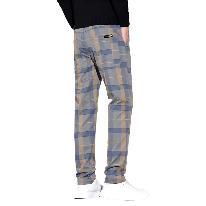 Modieuze casual broek voor heren, geruite casual broek, bijpassende kleding, polyestervezel, middelhoge taille, niet elastisch, herenbroek