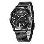 Orologio meccanico automatico da uomo Heavy Industry con cinturino in maglia di acciaio inossidabile e data automatica