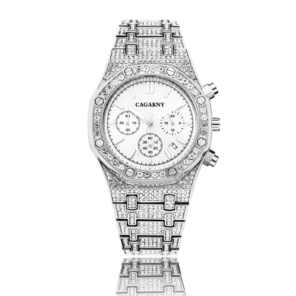 Business Men's Watch Shang Sports With Gold And Diamonds