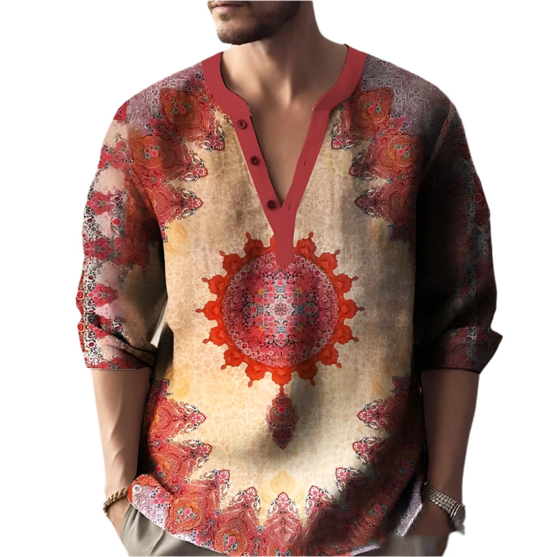 Bedrukte casual V-hals heren losse jacquard trui lange mouw