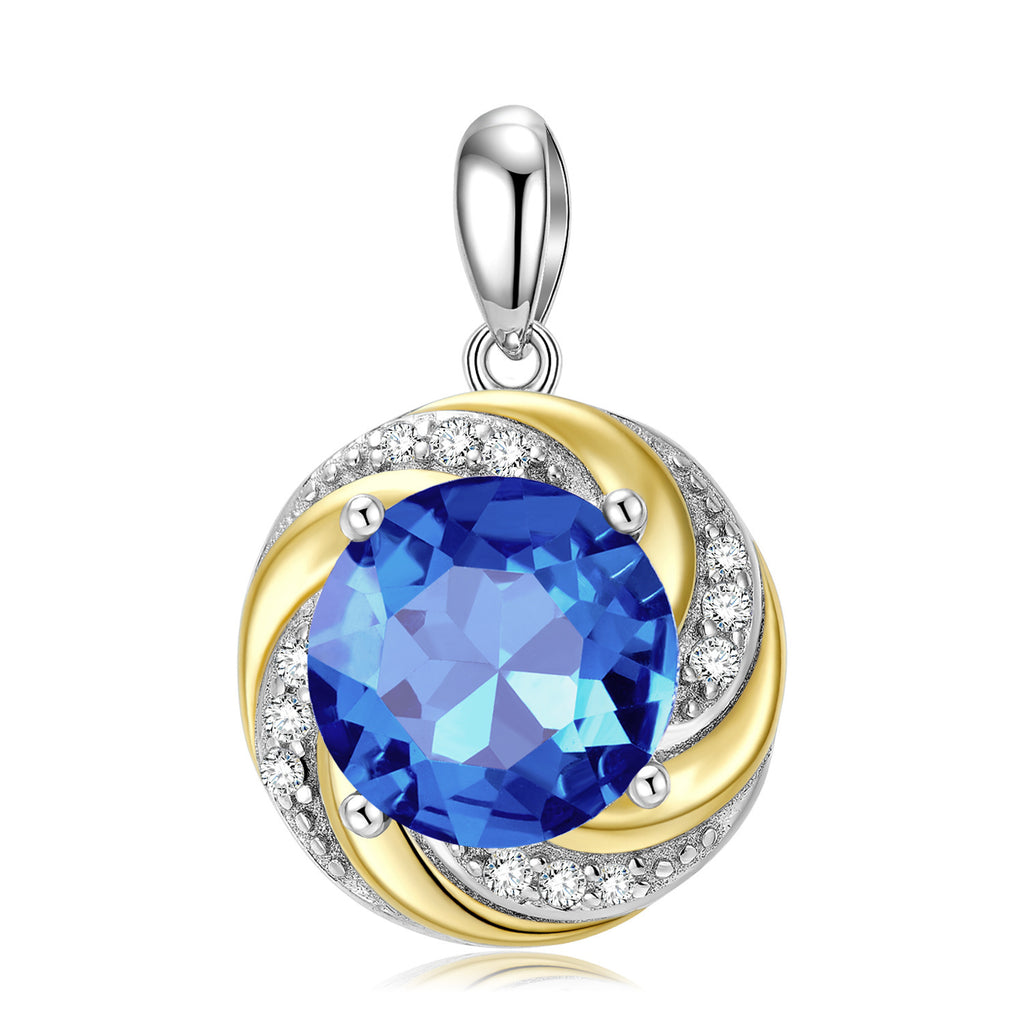 S925 Sterling Silver Zirconium Inlaid Glittering Blue Necklace Pendant Ins Style