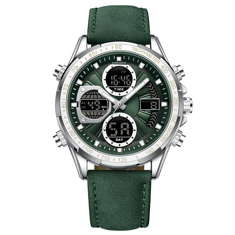 Orologio da uomo di lusso di alta marca, al quarzo, digitale, militare, sportivo, da polso in vera pelle.