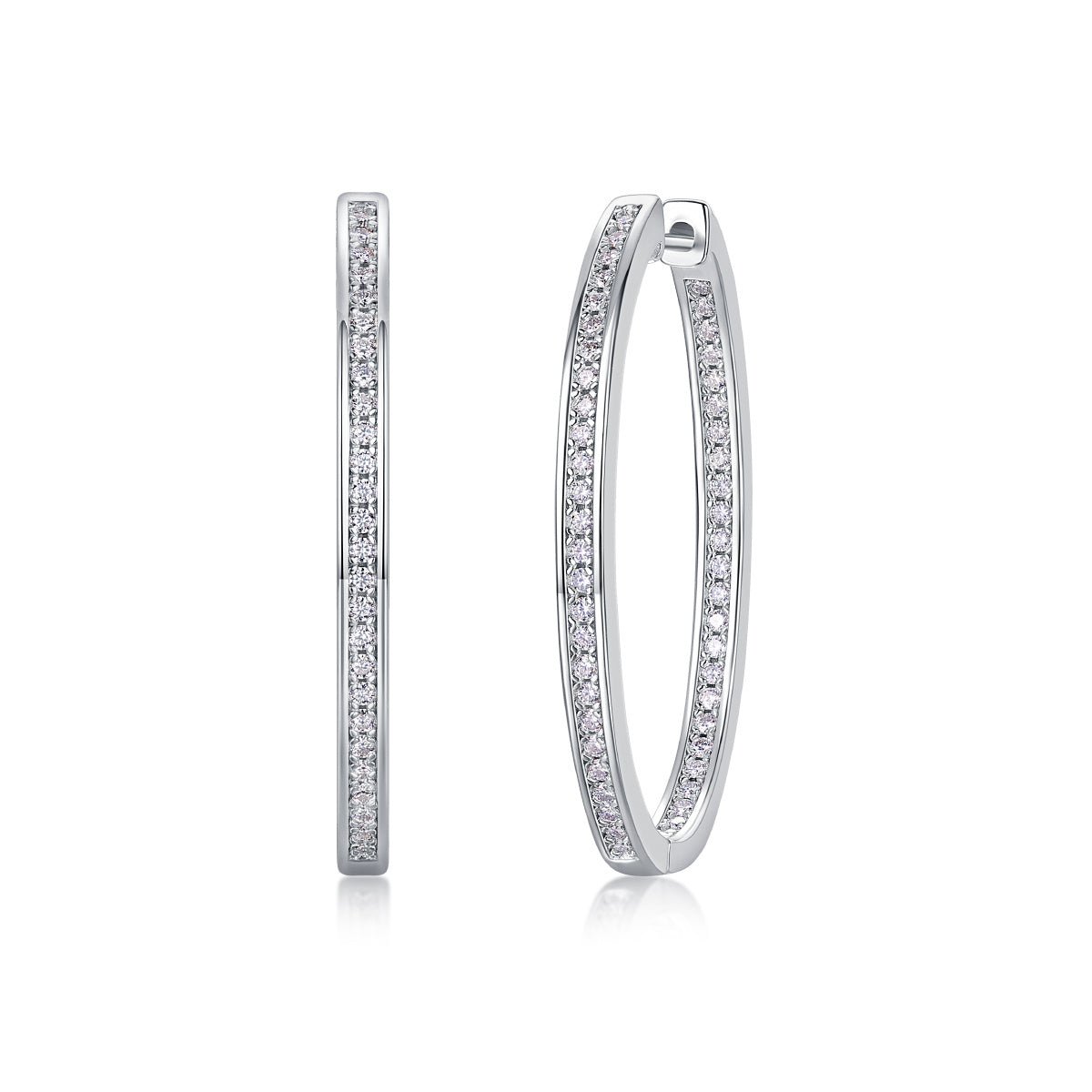 Luxe oorbel voor dames, moissanite diamanten oorbellen, ingelegd, 925 sterling zilver, 18 karaat witgoud verguld, creolen