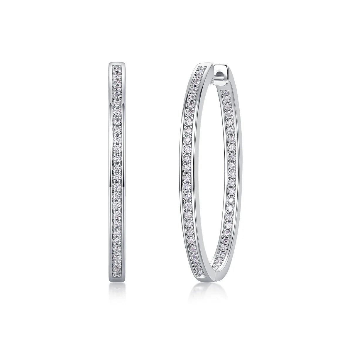Luxe oorbel voor dames, moissanite diamanten oorbellen, ingelegd, 925 sterling zilver, 18 karaat witgoud verguld, creolen