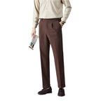 Fashion Seersucker Men's Pants Thin Straight Loose