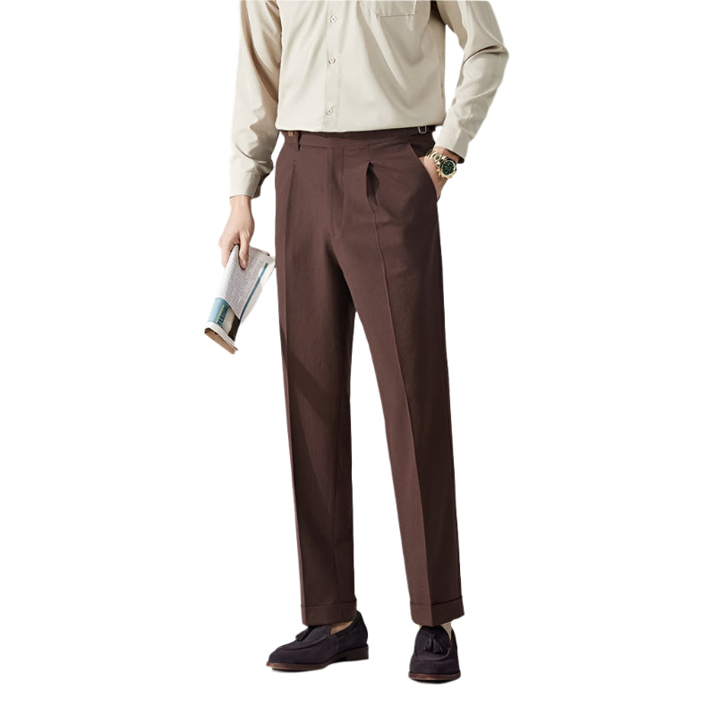 Men's Fashionable Casual Formal Pants Micro Elasticity Seersucker Men Pants Thin Straight Loose Fashion Men's Pants
