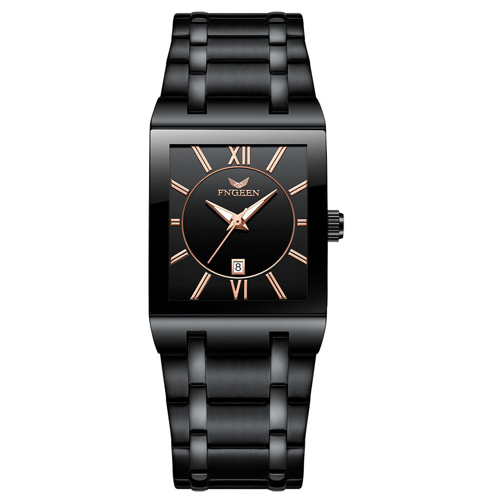 Men's Square Waterproof Band Calendar Quartz Watch