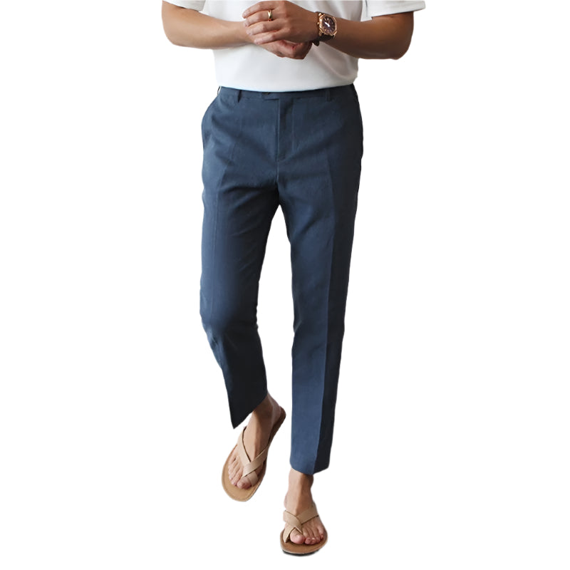Men's White Cotton Linen Fabric Men's Casual Pants Breathable