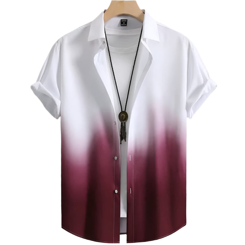 Men's Fashionable Casual Shirt Solid Color Floral 3D Printed Polyester Fiber Shirt Floral-Print Hawaiian Men's Casual Shirt