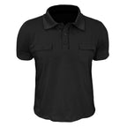 Men's Outdoor Sports Twill T-Shirt Short Sleeve Tactical Rollover Polo Loose Pocket Anti-Wrinkle Lapel Button Fashion Shirt
