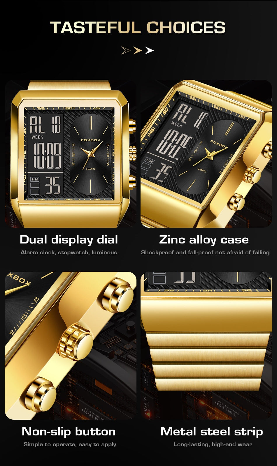 Foxbox Man Classic Stylish Watch Automatic Quartz Movement Steel Band Waterproof Men's Watch - Acquisti Online