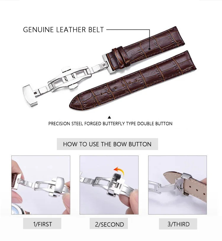 AILANG Men's Automatic Watch Leather Band Waterproof Mechanical Movement Watch Man Business Casual Watch