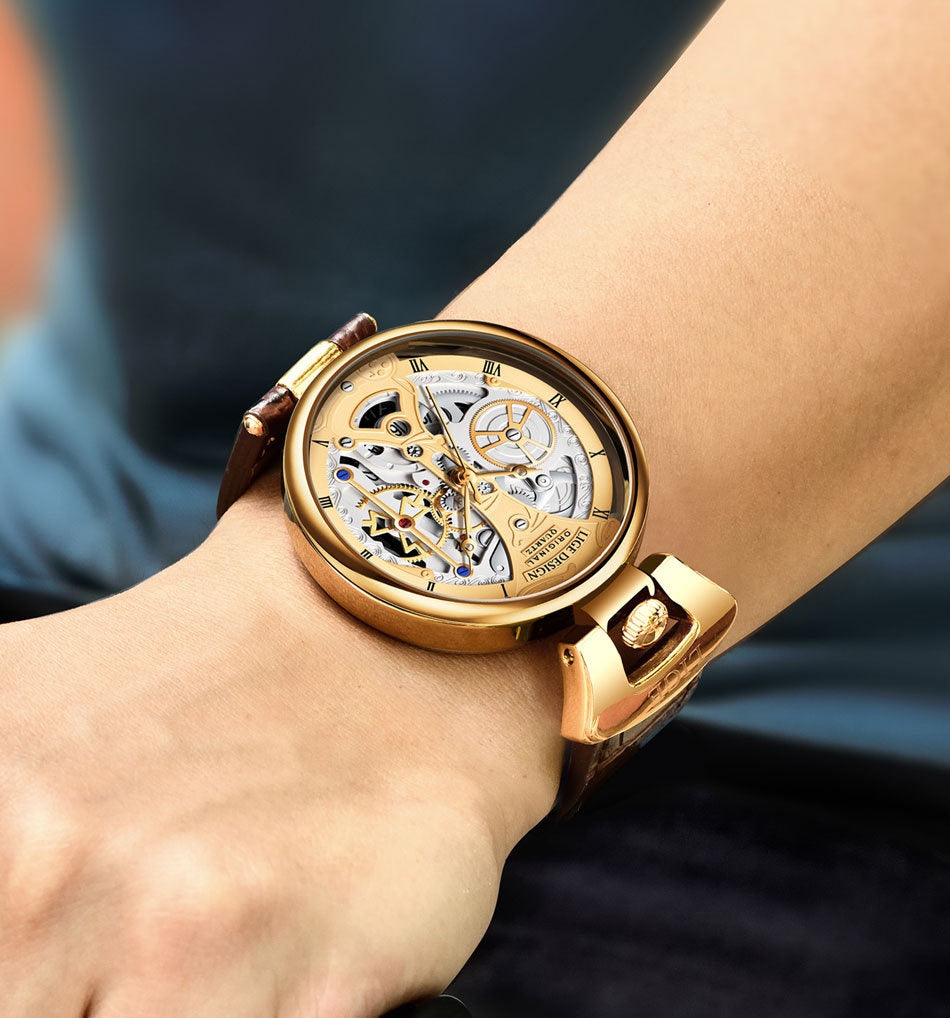 LIGE  Luxury Leather Band Waterproof Watch - Acquisti Online