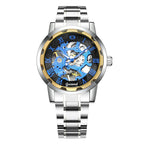 Men Mechanical Watch Top Brand Luxury Leather Gucamel Design Hand Winder Wrist Skeleton Watches - Acquisti Online