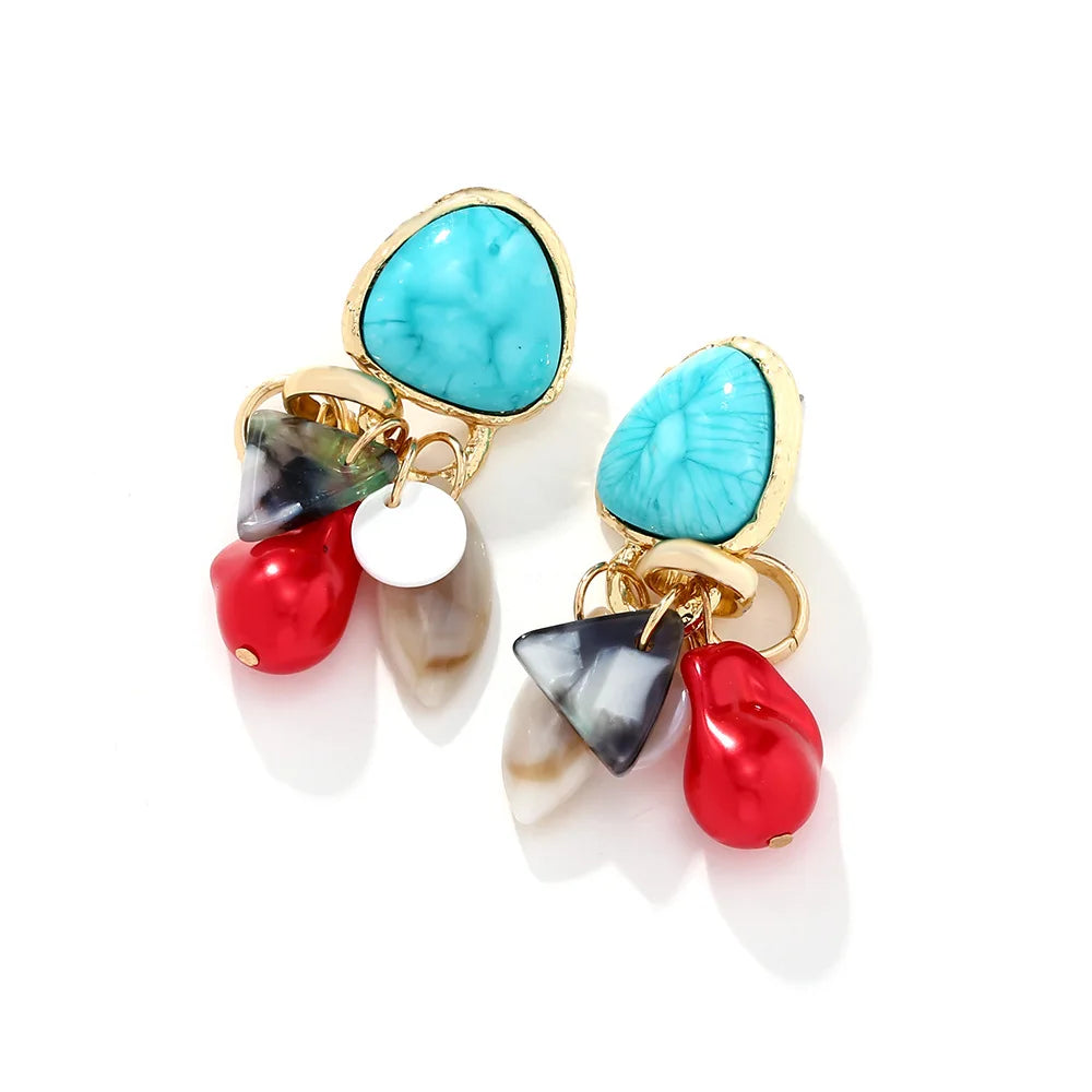 European and American imitation gemstone Women's earrings