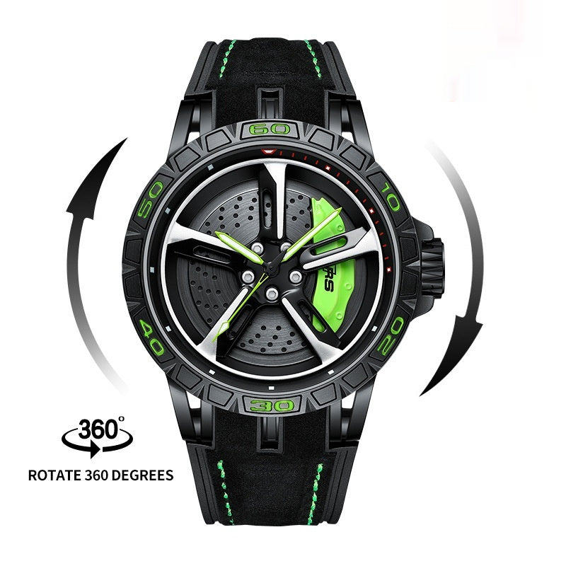 Orologio da uomo originale tridimensionale con cassa in acciaio inossidabile, orologio da polso impermeabile al quarzo, sportivo, con rotazione a 360°.