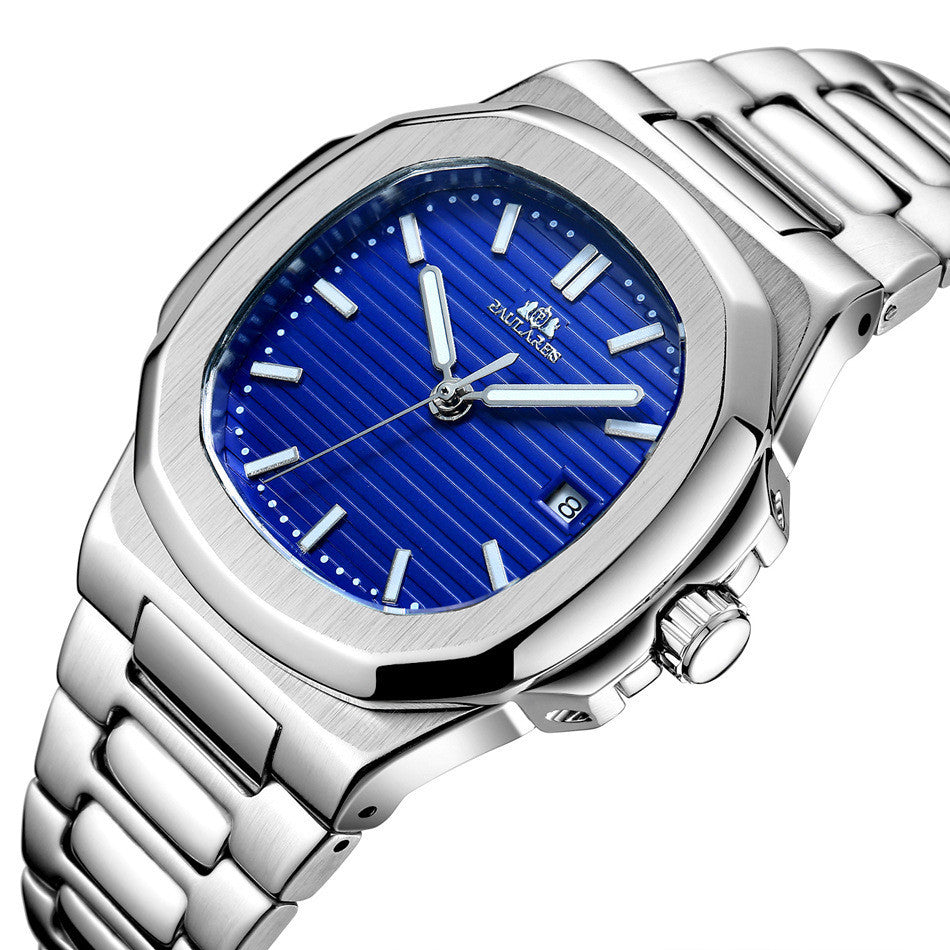 Luxe automatisch mechanisch dameshorloge met massieve stalen band, kalender en lichtgevend mechanisch horloge van roestvrij staal