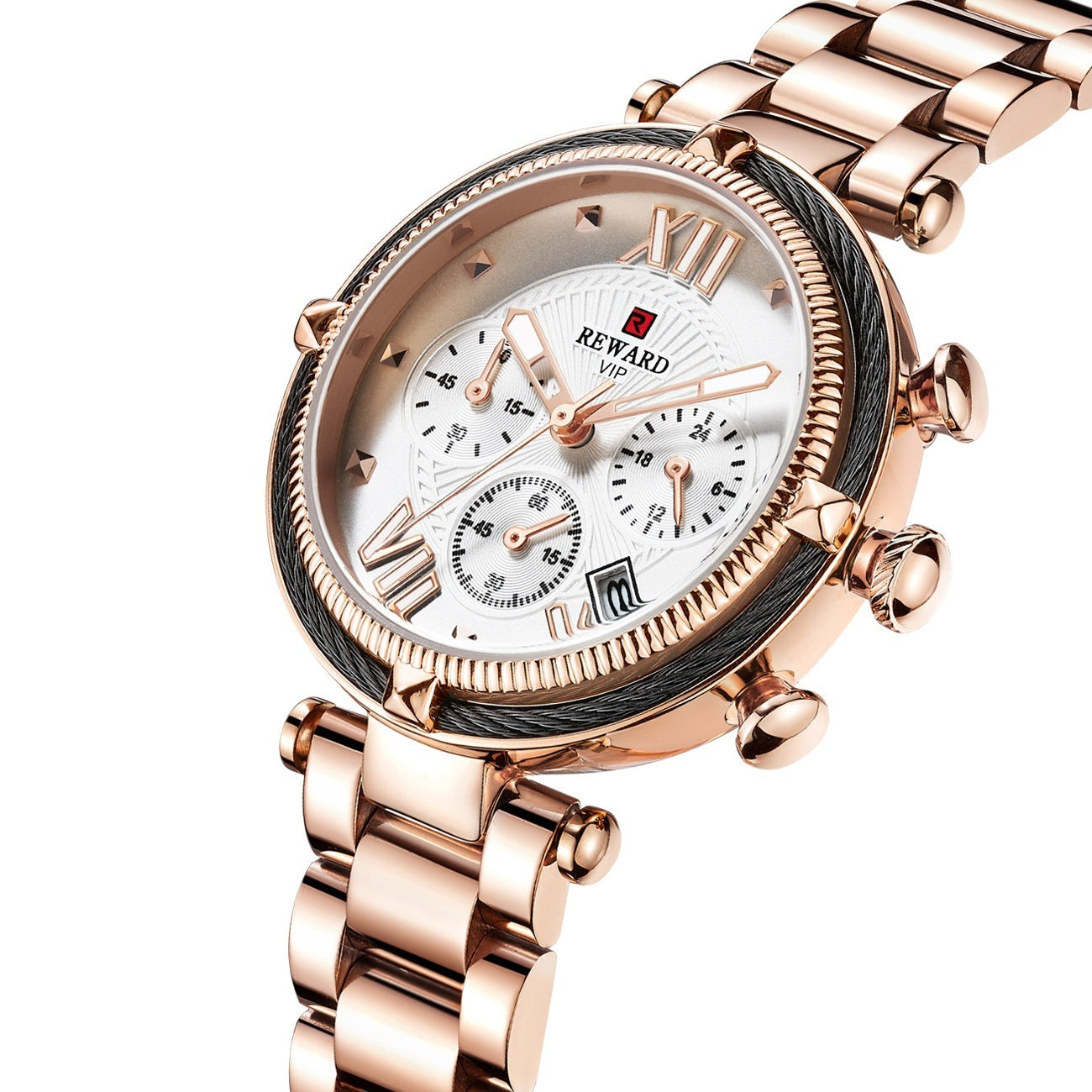REWARD Dames Luxe Quartz Horloges Hoge Kwaliteit Roestvrijstalen Band Waterdicht Lichtgevend Dames Quartz Polshorloge