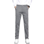 Men's Casual Pants Simple Plaid Slim Fit Straight-leg
