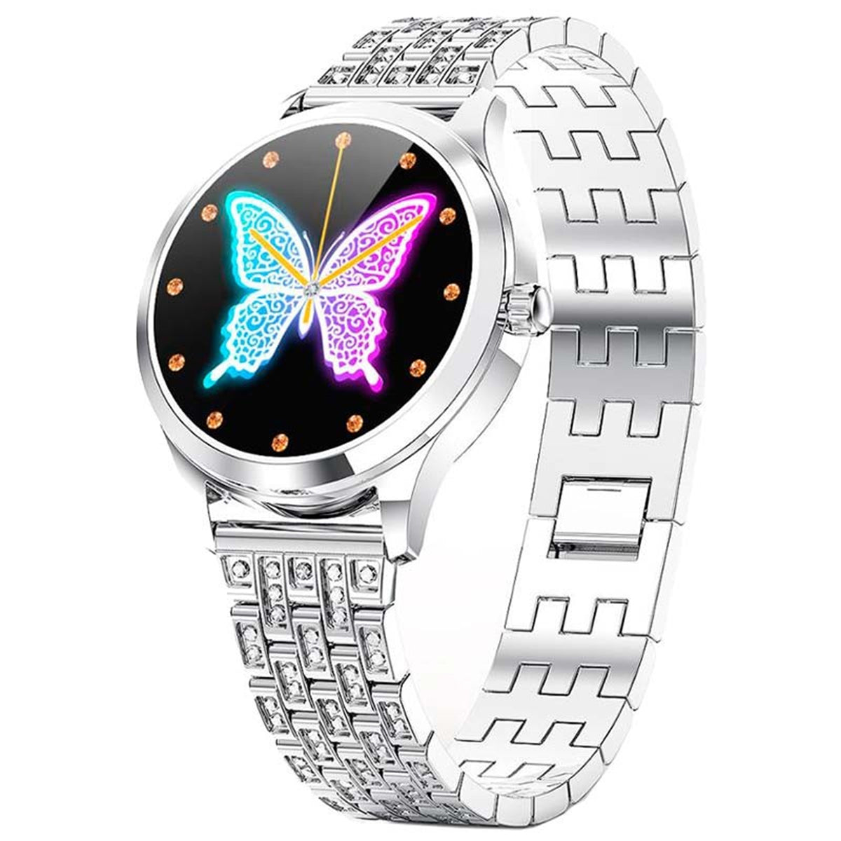 Orologio intelligente Bluetooth da donna con strass, impermeabile, promemoria fisiologico dell'ossigeno nel sangue, monitoraggio della salute.