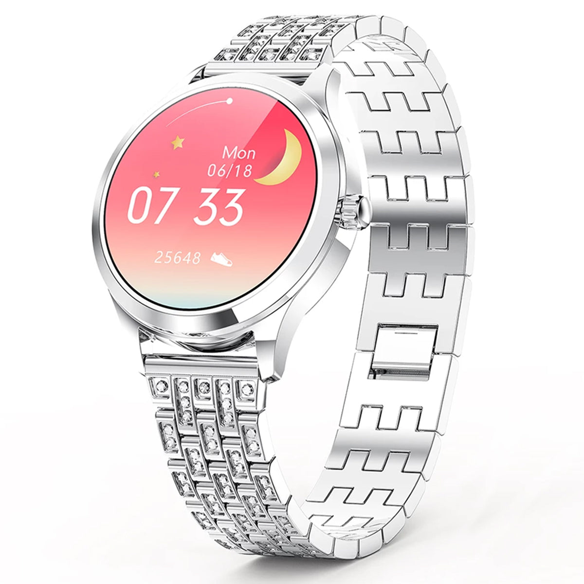 Orologio intelligente Bluetooth da donna con strass, impermeabile, promemoria fisiologico dell'ossigeno nel sangue, monitoraggio della salute.