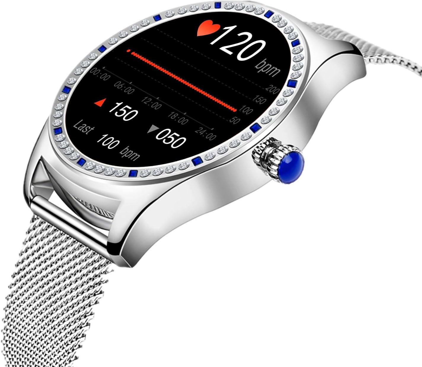 Women Smart Watch Bluetooth Call Health Monitoring Sports Mode Smart Reminder HD Screen Mesh Belt Women Smart Watch
