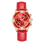 YOLAKO Women's Fashionable High Quality Rhinestone Crafted Ladies Watch Three-Eye Diamond Female Quartz Watch