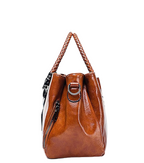 Women's Luxury Handbag Original Oil Wax Leather Women bag Large Capacity Multi Zipper Pocket Women Shoulder Bag