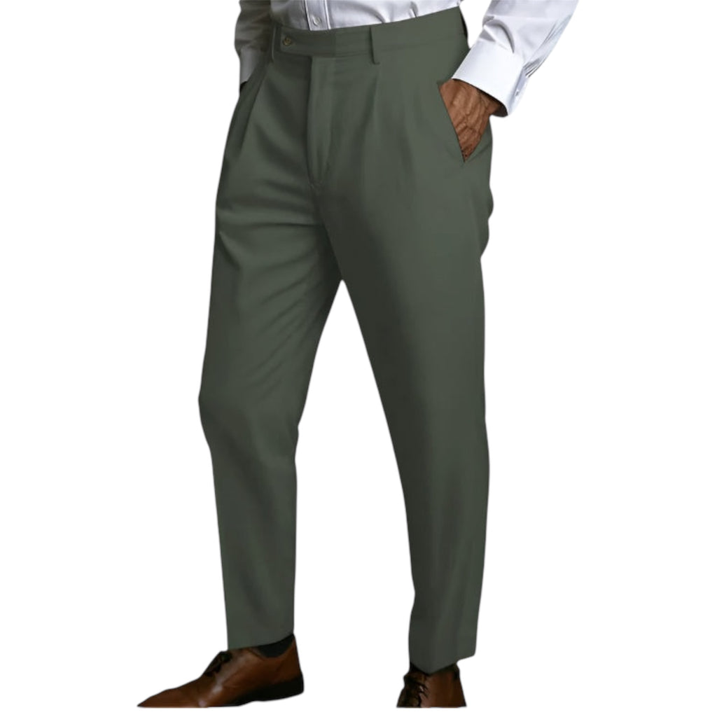 Men's Fashionable Business Casual Formal Pants Solid Color Mid Waist Linen Pocket Flat Comfortable Breathable Men's Pants