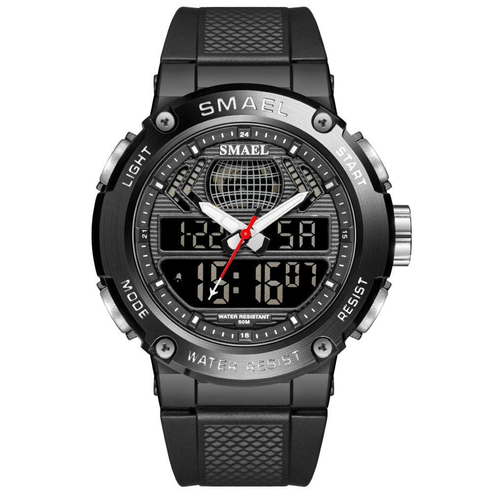 SMAEL Men's Military Watches, Multifunctional LED Wrist Watch with Dual Analog Digital Display, 50M Waterproof Outdoor Sports Watch