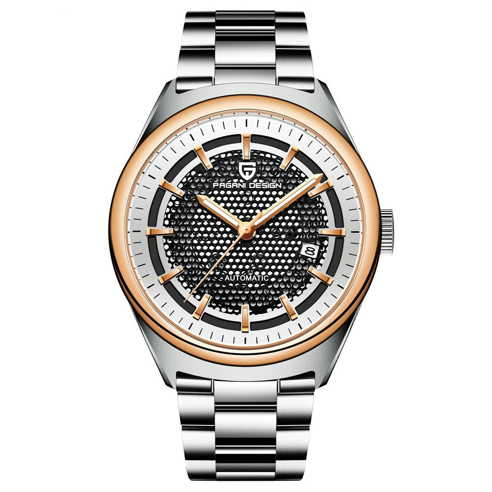 Pagani Design Orologio da uomo casual-elegante, movimento automatico, orologio meccanico, cinturino in acciaio, impermeabile, orologio da uomo alla moda