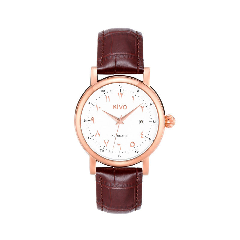 KIVO Women's Luxury Mechanical Watch Stainless Steel Automatic Mechanical Movement Orginal Leather Band Women Watch