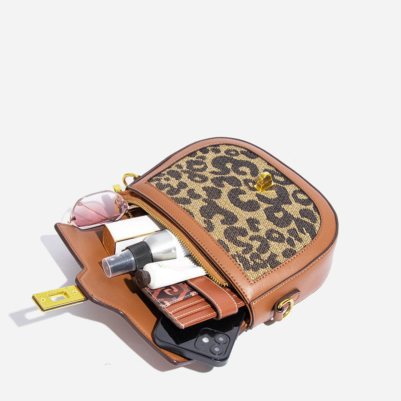 Female Leopard Print Fashion Single Shoulder Lock Buckle Bag