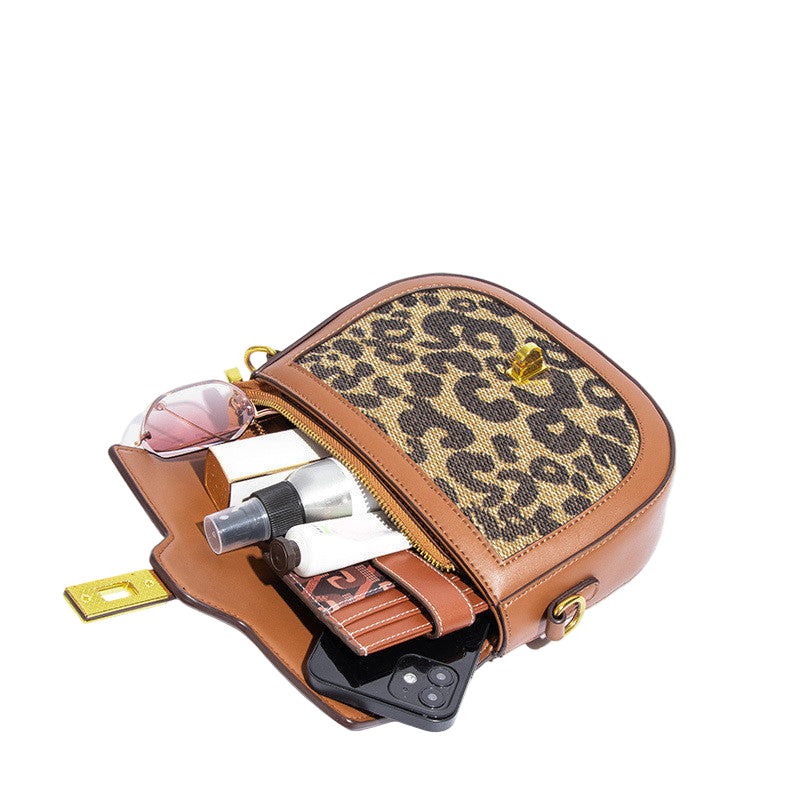 Dames schoudertas luipaardprint mode enkele schouder crossbody tas slot gesp leren dames schoudertas