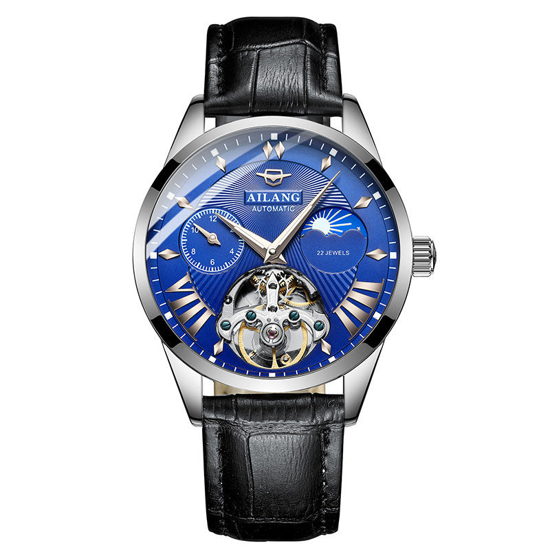 AILANG Men's Automatic Watch Leather Band Waterproof Mechanical Movement Watch Man Business Casual Watch